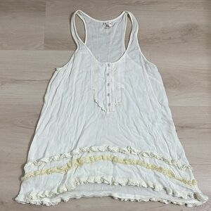 Free people ivory Sleeveless Top with Ruffle Accent tank top boho Y2K like chic